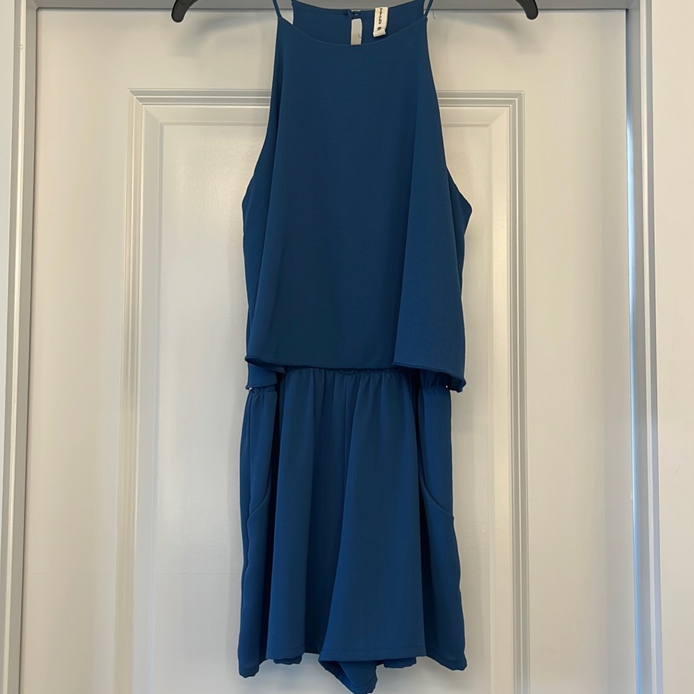 Blue romper with pockets